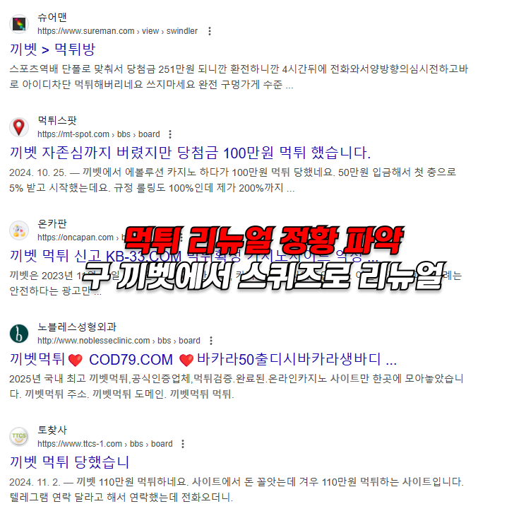 먹튀사이트 스퀴즈 구글 검색 결과