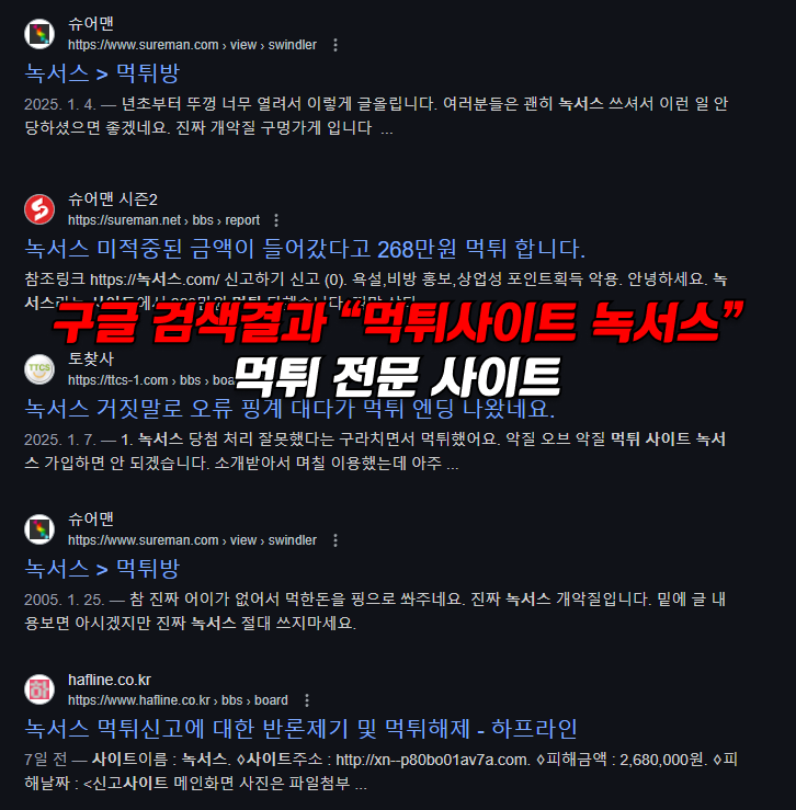 먹튀사이트 녹서스 구글 검색결과